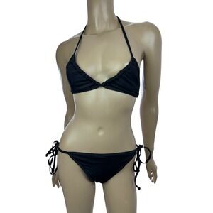 Majestic Swim Black Triangle String Bikini Size Small Polyester & Spandex